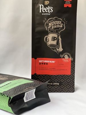 Resealable 상자 주머니 1회분의 커피 봉지 Mylar 편평한 바닥은 불에 구워진 커피 콩을 위해 서 있습니다